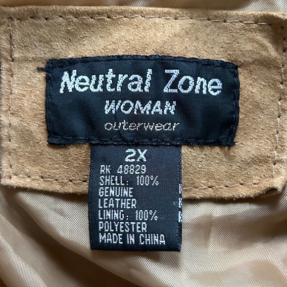 Y2K NEUTRAL ZONE Brown Suede Leather Jacket Belt Coat Indie Sleeze Western Sz 2X - Picture 2 of 16
